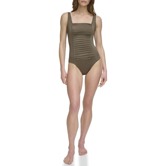 Calvin Klein Other - Calvin Klein Women's Full Coverage Pleated Panel One Piece Swimsuit Bronze 10